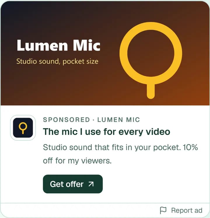 A sponsored card on a page